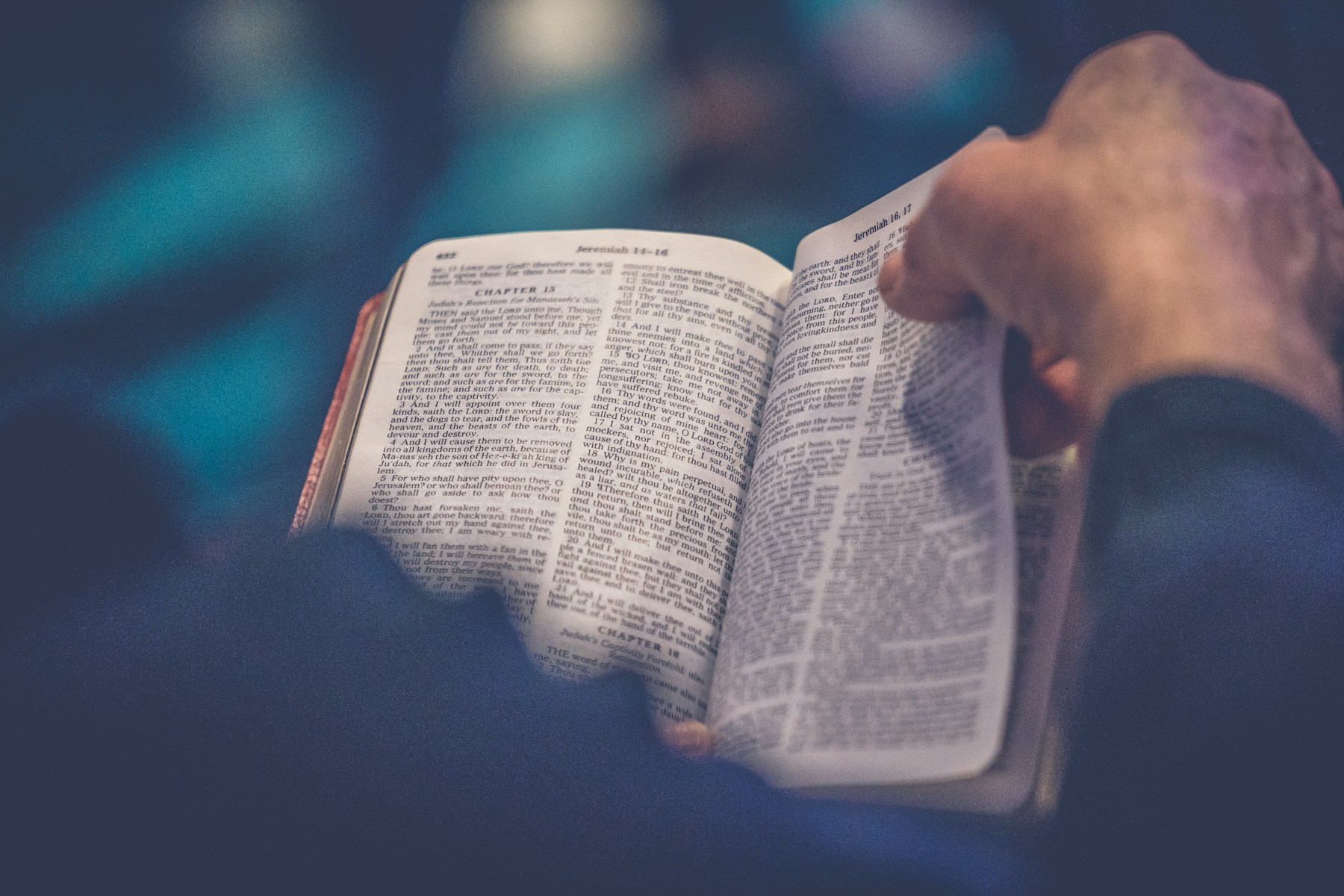 An open Bible being read and studied